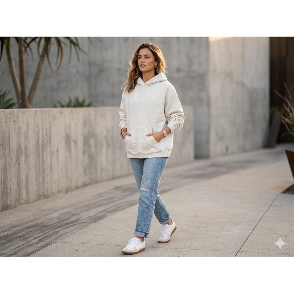 Women's Oversized Hooded Pullover Sweatshirt -Wild Fable Heather grey size large